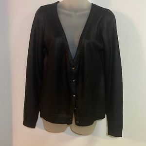 Angie Cardigan Sweater Women's Size M Black Long Sleeve Knit Button Up Sweater